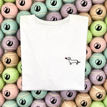 Load image into Gallery viewer, Embroidered T-shirt - Dachshund *with name*
