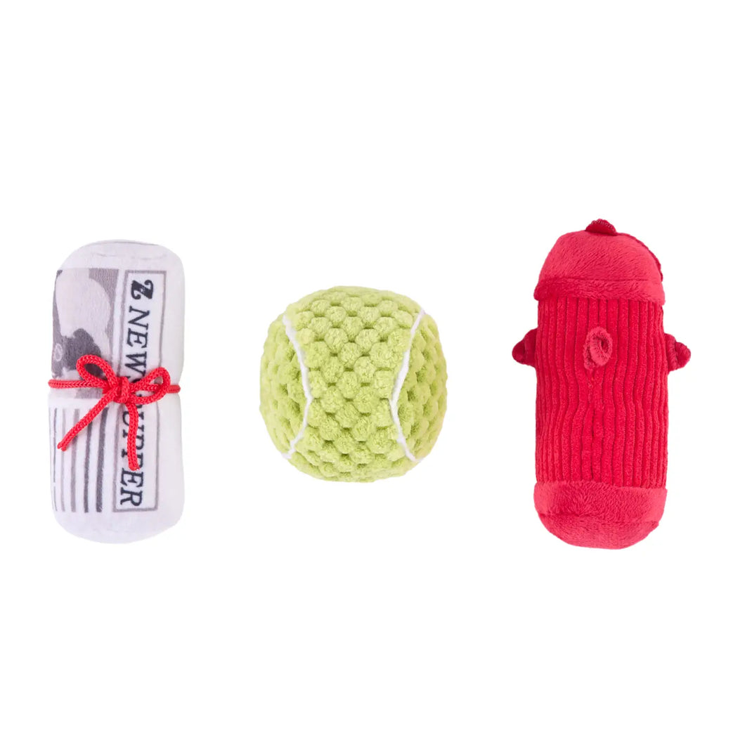 A dogs best friend trio of toys